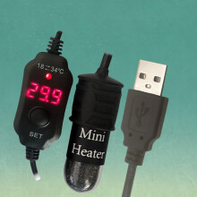 10W Mini Submersible Aquarium Heater with Digital Display, Adjustable Thermostat, USB Powered for 1 to 5L Fish Tanks