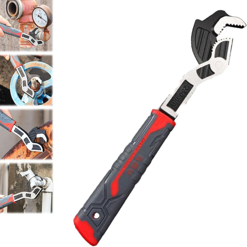 Self Locking Wrench 8 Inch Black, Self-Adjusting Pipe Wrench For Plumbers, Multifunctional Vise Wrench, Durable Tool 9084446746907