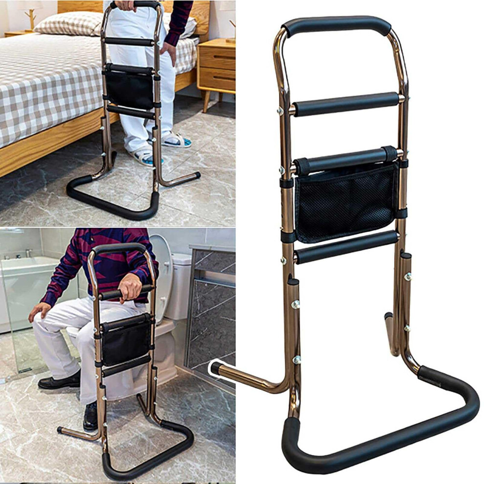 Toilet Armrest Frame for Elderly Adjustable Height Non-Slip Support Handrail 136Kg Capacity for Seniors