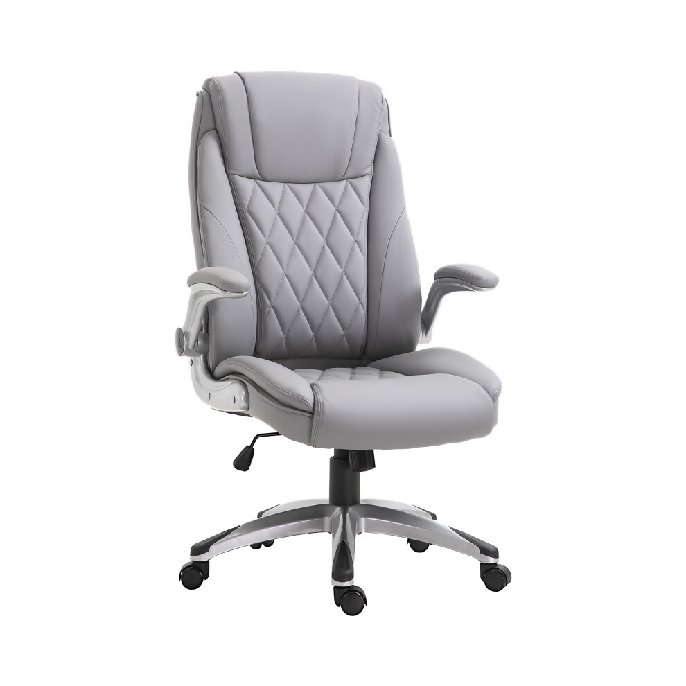 Executive Grey Faux Leather Office Chair with Adjustable Height Comfortable Padding and 360 Swivel-image-OPC-PKBVQXK-NEW