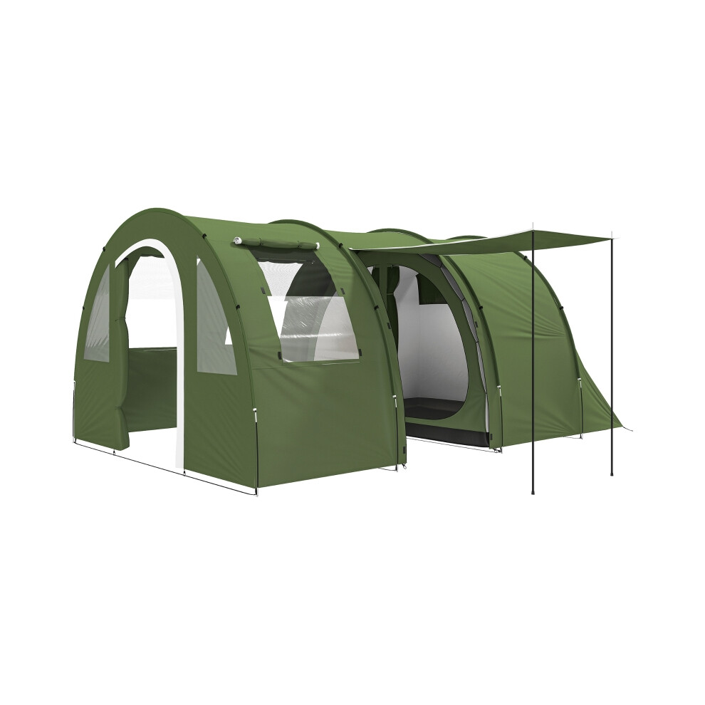Large Camping Tent for 5-6 Persons Breathable Material 2 Rooms Floor Carry Bag - Green-image-OPC-PKBVRMZ-NEW