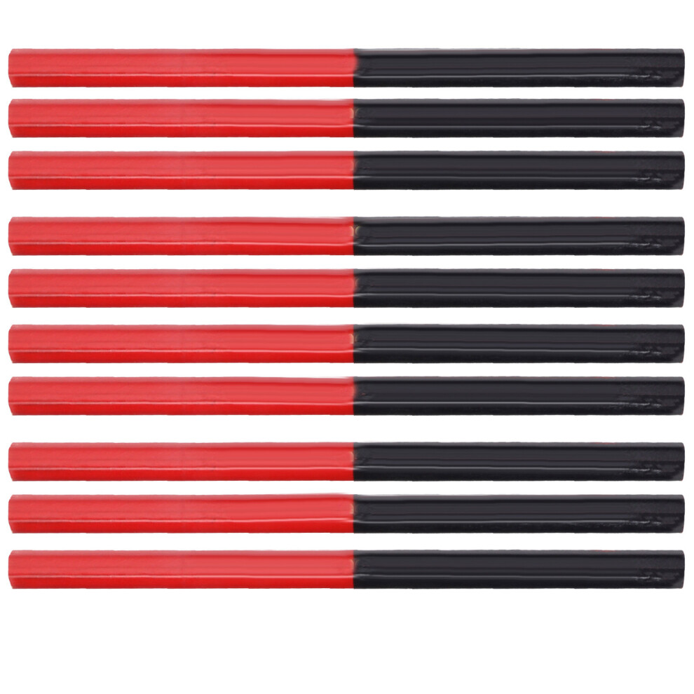 10Pcs Carpenters Pencils Red Blue 2ÂCore Hex 8320539881058