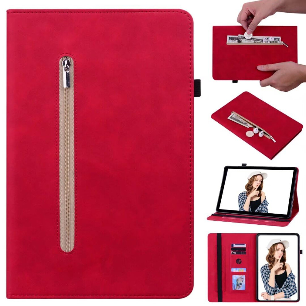 Case For Xiaomi Pad 7, Lightweight Zipper Folio Cover With Anti-Slip Multi Angle Stand, Auto Wake/Sleep, Red 9016109654229