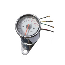 Tachometer Motorcycle 0-13000 RPM Gauge Universal For Harley Suzuki DC 12V Silver Rev Counter Instrument