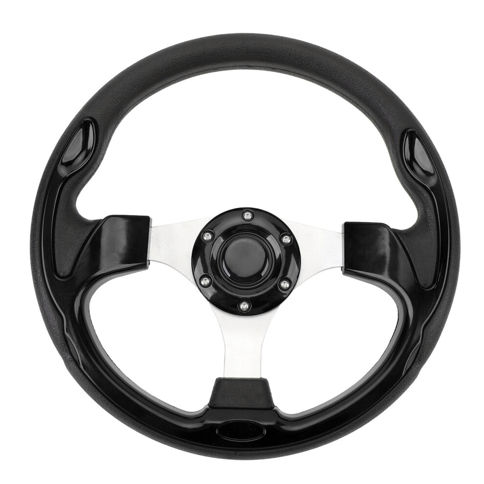 Universal 13In Racing Style Pu Aluminum Steering Wheel With Horn Button Black 9421346559570