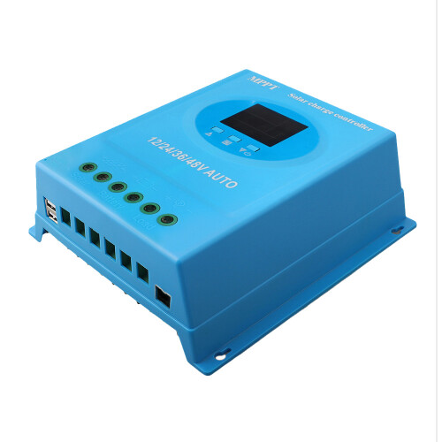 100A MPPT Solar Charge Controller 12V-48V with LCD Display, Blue/White 1