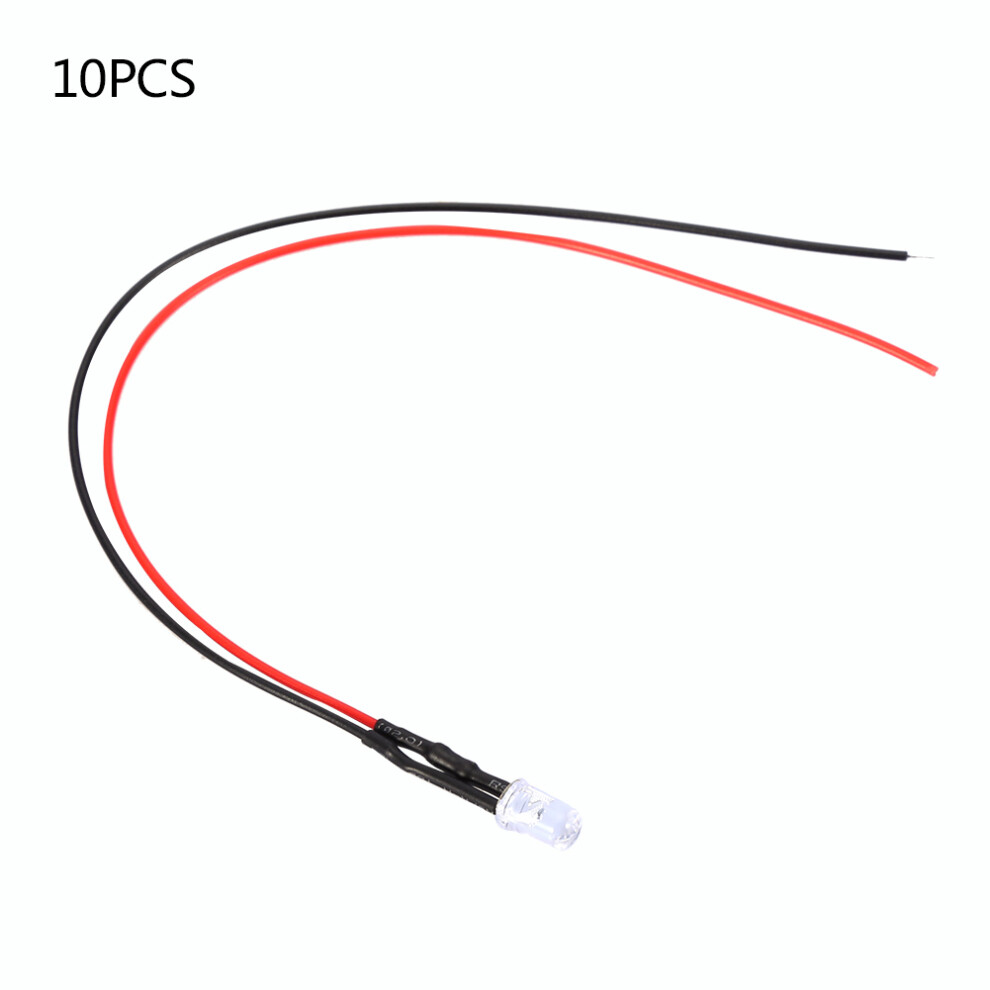 10Pcs 12V 5Mm Led Emitting Diode Wired Light