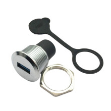 Zinc Alloy USB3.0 Panel Mount Socket Connector With-silver