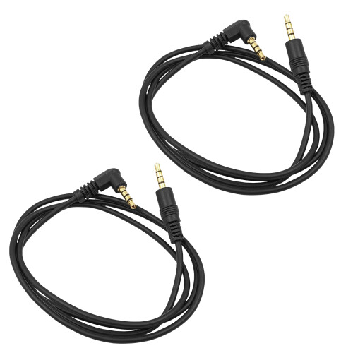 2Pcs Straight Head to Bend Head 3.5mm 4 Section Acoustic Cable