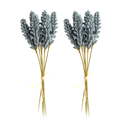 2pcs Dark Blue Artificial Wheat Flower Bouquets Decor