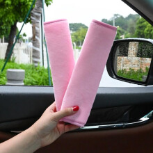 Seat Belt Car Harness Pads 2 PCS Soft Plush Ice Silk Seat Belt Covers for Comfort and Style in Plush Pink