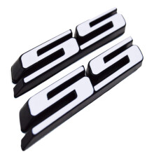 (St med 2) Skrtstillet SS-grill, sideskrm, stammeemblem-mrkat med mrkat til Chevrolet Chevy Camaro Impala Malibu Holden 2010 til 2025 [hvidt