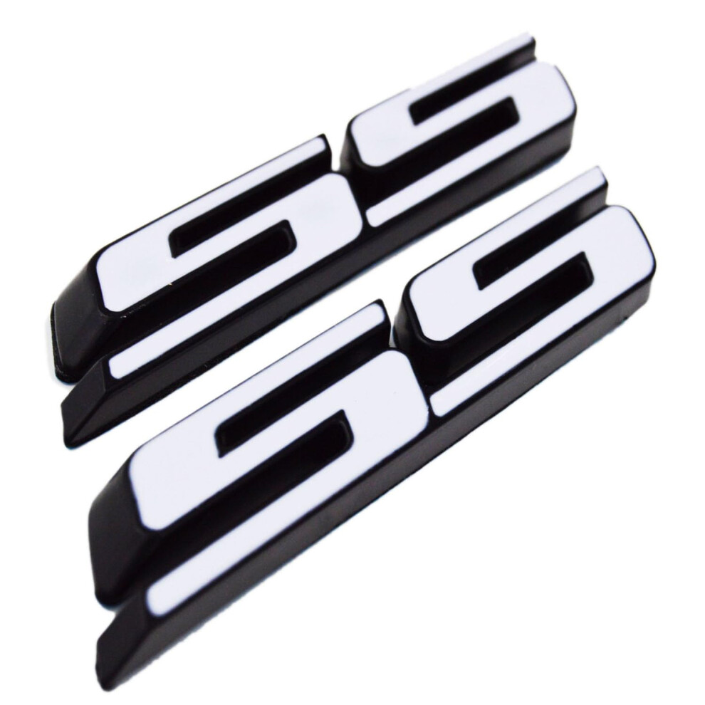 Set Of 2 Slant Ss Grill Side Fender Trunk Emblem Badge Decal With Sticker For Chevrolet Chevy Camaro Impala Malibu Holden 2010 To 2025 [ Let White 623478459868