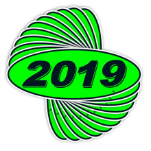 Versa Tags 2019 Oval Model Year Bilforhandler Vinduesm?rkater stolt fremstillet i USA Versa Oval Model Forrude ?rsm?rker er Chartreuse Gr?n Sort