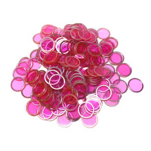 MR CHIPS Magnetiska bingochips med metallring 3/4 tum 200 uppgraderade bitar Rosa Transparent - Finns i 7 frger En teranvndbar frvaringsvska