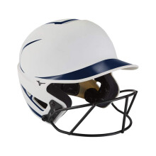 Mizuno F6 Jeugd Fastpitch Softbal Helm met Masker, WIT-NAVY, Jeugd One Size