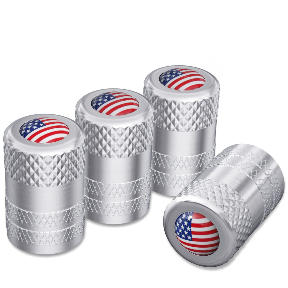 CKAuto American Flag Valve Stem Caps Aluminum USA Tire Valve Caps Universal Dust Proof Stem Covers for Cars Trucks Bikes Motorcycles Bicycle C