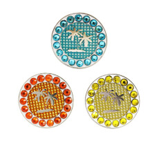 Myartte Marqueurs de balle de golf en cristal pour clips de chapeau de golf et outils de divot Palm TreeWhite