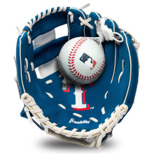Franklin Sports MLB Youth Teeball Glove and Ball Set - Kids Texas Rangers Baseball and Teeball Glove and Ball - Perfect First Kids Glove - 9.5", One S