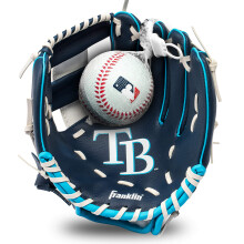 Franklin Sports MLB Youth Teeball Glove and Ball Set - Kids Tampa Bay Rays Baseball and Teeball Glove and Ball - Perfect First Kids Glove - 9.5", One