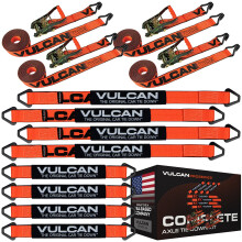 VULCAN Kit completo di ancoraggio cinghia per asse con gancio in filo Cinghie a cricchetto PROSeries Include 4 cinghie per asse da 22 pollici 4 c