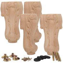 La Vane 10 inch / 25cm Wooden Furniture Legs Set of 4 European Style Solid Wood Carving Furniture Replacement Feet Decoration for Sofa Cabinet Wardr