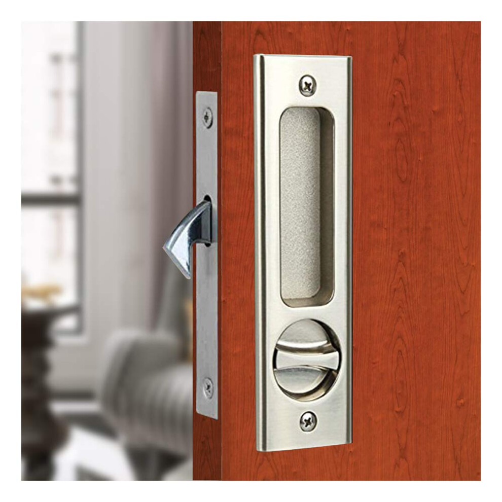 Lwzh 6.3"""" Silver Invisible Recessed Handle Latch With Keys Interior Pocket Door Lock Sliding Barn Door Lock Furniture Hardware (1 Pack) 732025016734