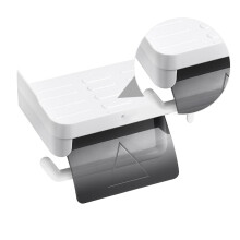 Roll Paper Holder Wall Mounted Storage Shelf for Bathroom Toilet Grey