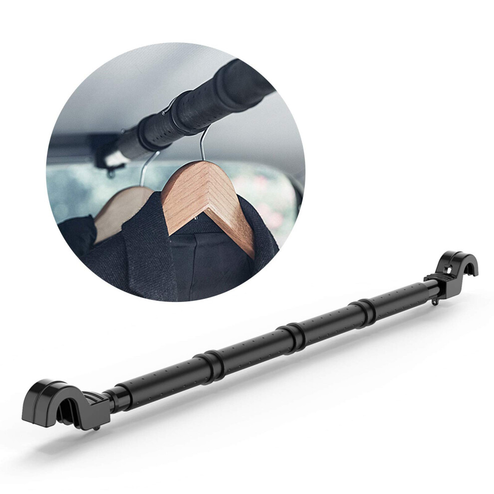 LITTLEMOLE Car Clothes Hanger Bar Expandable Vehicle Clothing Rack Hanger Rod with Heavy Duty Metal and Rubber Grips Great for Travel or Garment Cl