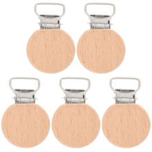 5pcs Wood Pacifier Clips Teething Grasping Toy