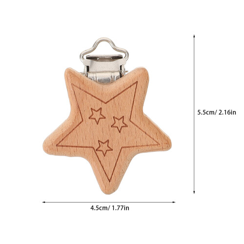 4pcs Wooden Star Pacifier Clips DIY Holder 1
