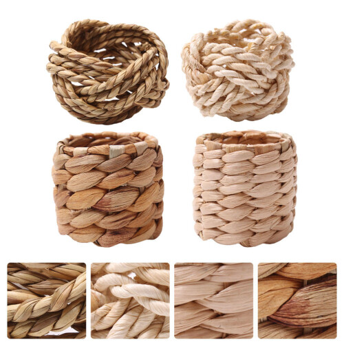 4pcs Natural Woven Napkin Rings Holders 2