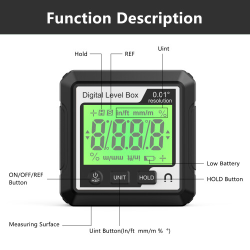Digital Angle Finder Gauge with Magnetic Base and 1