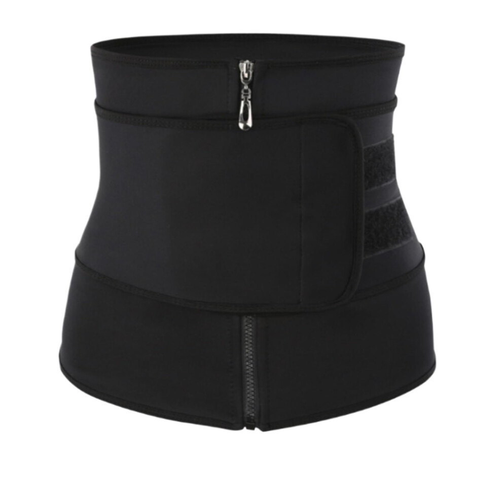 Lumbar Support Belt Back Brace Waist Trainer Body Shaper Girdle for Women Black Size M Exercise Sweat Sauna Belt