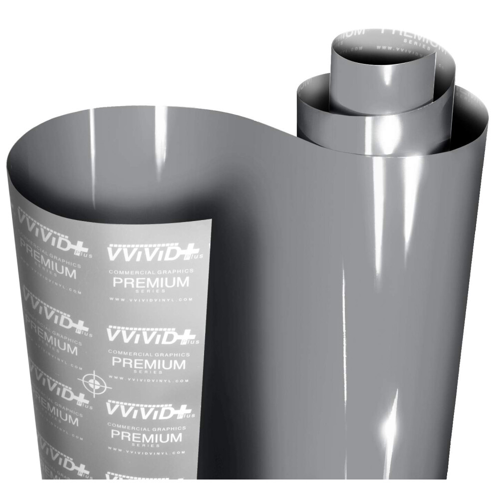 Vvivid+ Ultra Gloss Nardo Vinyl Car Wrap Premium Paint Replacement Film Roll With Nano Air Release Technology Stretchable Protective Cap L Dark/Grey 628856034682