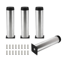 Seimneire 4pcs 8 Inch / 200mm Adjustable Furniture Legs Silver Metal Legs Stainless Steel Replacement Legs for Sofa Couch Cabinets Shelves DIY Furni
