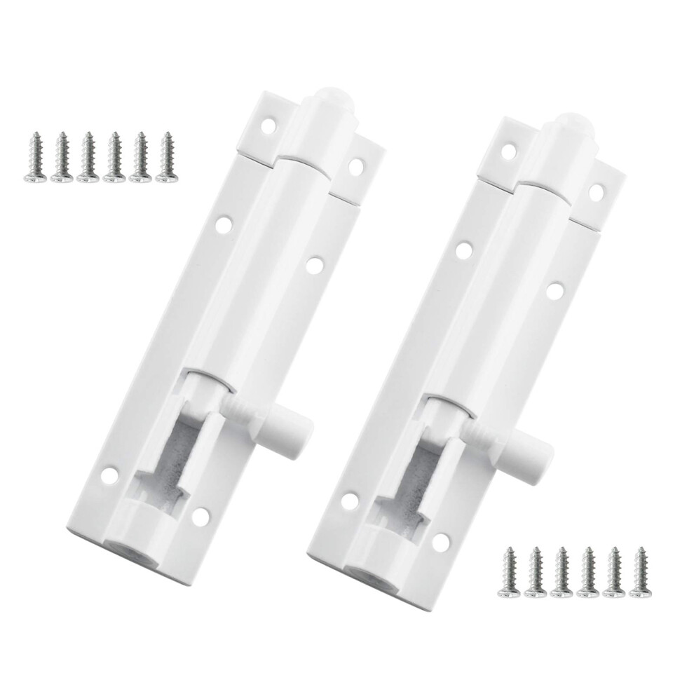 Bokwin 2Pcs 3 Inch White Solid Aluminium Slide Bolt Latch Mini Door Barrel Bolts Latches Solid Aluminium Thickened 1.3Mm Security Gate Sliding Latc 779324691934