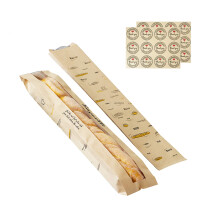 24 Stck Baguette-Brot-Frische-Kraftpapierbeutel, Brotlaib-Verpackungsbeutel mit atmungsaktivem Lochfenster vorne (10,2 x 4,1 x 59,9 cm) und 24 Stck