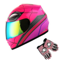 1Storm Jeugd Kindermotorfiets Integraalhelm Straatfiets BMX MX Spider Roze + MG Jeugdhandschoenenbundel