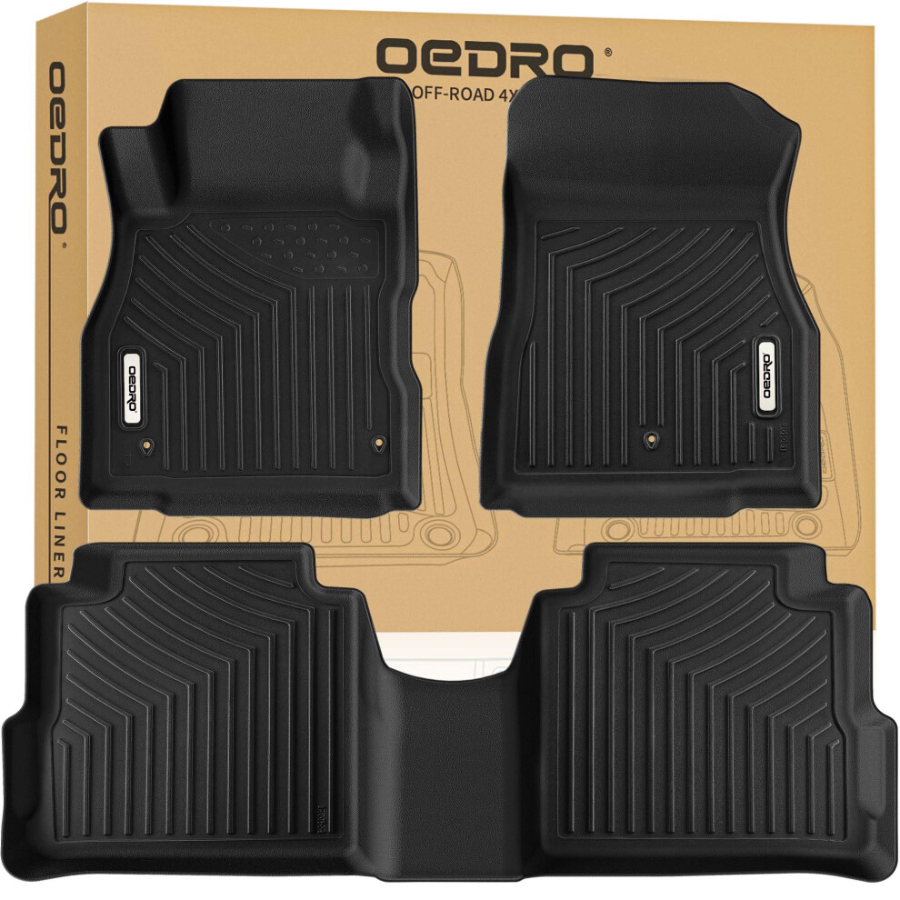 Oedro Floor Mats Compatible With 20182024 Nissan Kicks Custom Fit Front & 2Nd Seat Tpe Allweather Guard 2 Row Floor Liner Set Black 840265234457