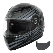 VCAN VX lehk celooblicejov prilba na silnicn motocykl s extra tnovanm zornkem Schvleno DOT (Matte Black Galaxy Medium)