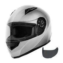 VCAN VX lehk celooblicejov motocyklov prilba na silnicn kolo s extra tnovanm zornkem Schvleno DOT (strbrn velk)