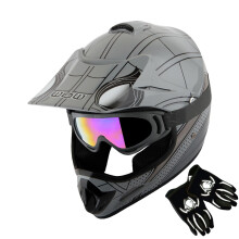 WOW Youth Kids Motocross-hjlm BMX MX ATV Dirt Bike-hjlm Spider Black + Goggles + MG Youth Black Glove Bundle