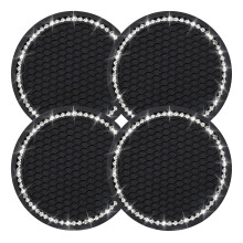 4PCS Bling Coasters Crystal Car Cup Coaster Rhinestone Universal Vehicle Anti Slip Coaster Suitable for Most Car Interior Black