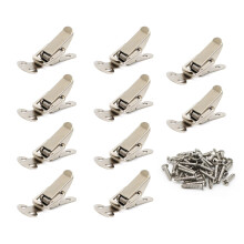 BERYLER Lot de 10 loquets bascule ressort en acier inoxydable, petit clip de serrage avec vis pour armoire, caisse en bois, coffre, argent