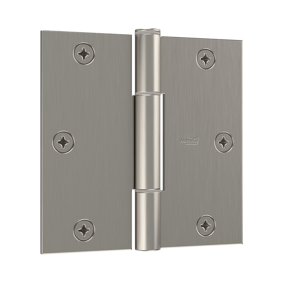 National Hardware Squeak Guard Hinges Square Corner 3-Pack In Satin Nickel 886780028881