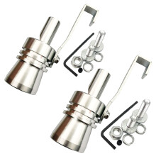 DEVMO 2 Stck XL-Gre, Aluminiumlegierung, Universal-Turbo-Sound-Auspuff-Schalldmpfer, Pfeife, Auto-Roar-Maker, Silberton