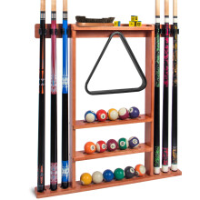 Soporte para palos de billar Soporte de pared para tacos de billar Soporte de suelo de madera maciza para tacos de billar Capacidad para 6 tacos