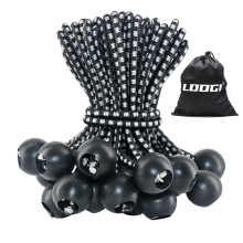 LOOGI Ball Bungee Cords Stahovac nury Elastick struny UV odoln lano pro Canopy Tarp Camping (25 Black White 6 Inch)
