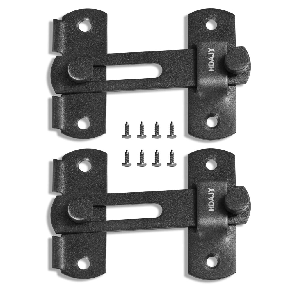 Hdajy 2Pcs Door Latch Lock Upgrade Barn Door Lock Gate Latch Pertain Gate Latch For Outdoor Fence Gate Latches For Wooden Gates Black 618087199335